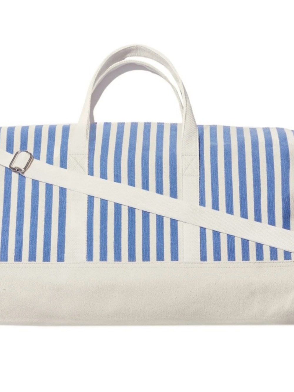 KULE Blue and White Striped Canvas Travel Duffle